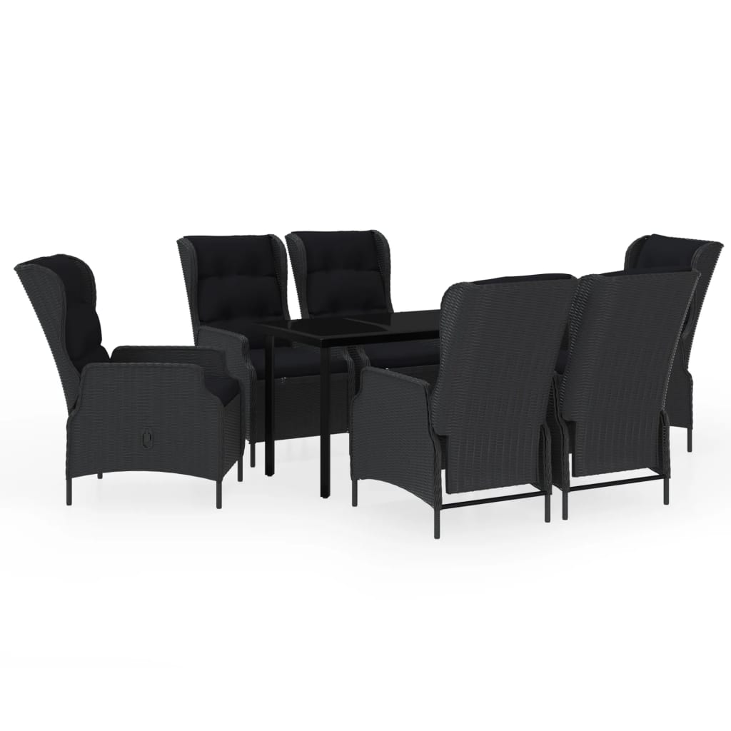 7 Piece Garden Dining Set Dark Grey