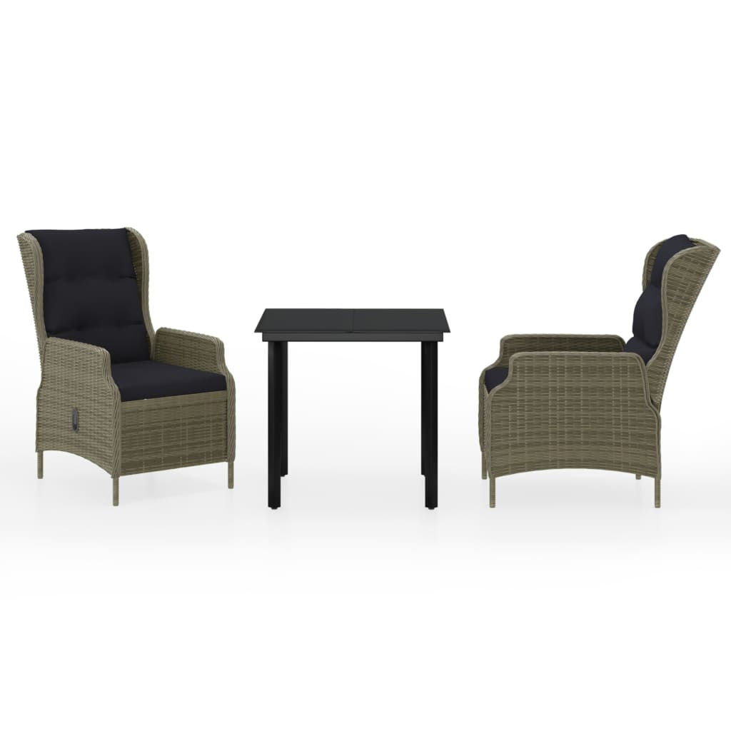 3 Piece Garden Dining Set Brown