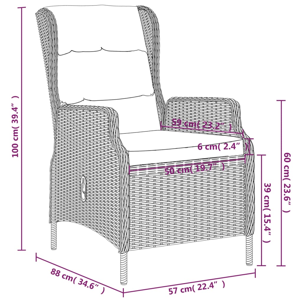7 Piece Garden Dining Set Dark Grey