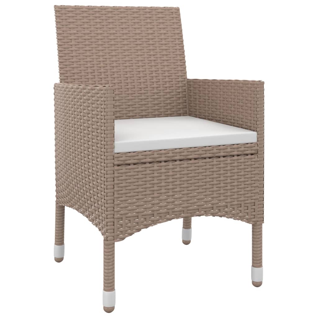 7 Piece Garden Dining Set with Cushions Poly Rattan and Glass