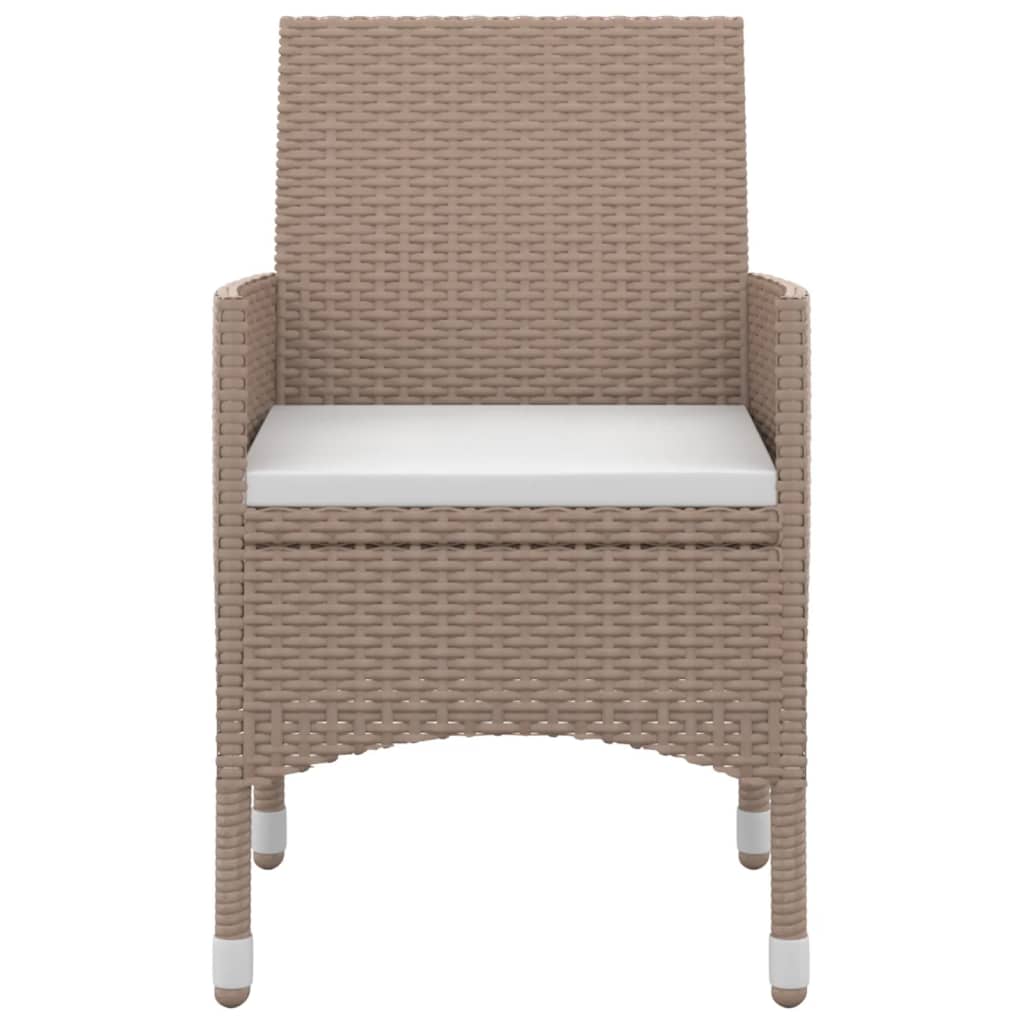 7 Piece Garden Dining Set with Cushions Poly Rattan and Glass