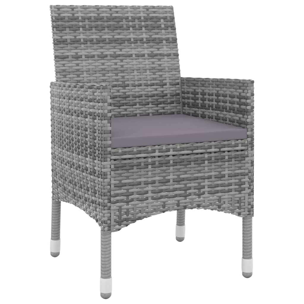 5 Piece Garden Dining Set with Cushions Poly Rattan and Glass