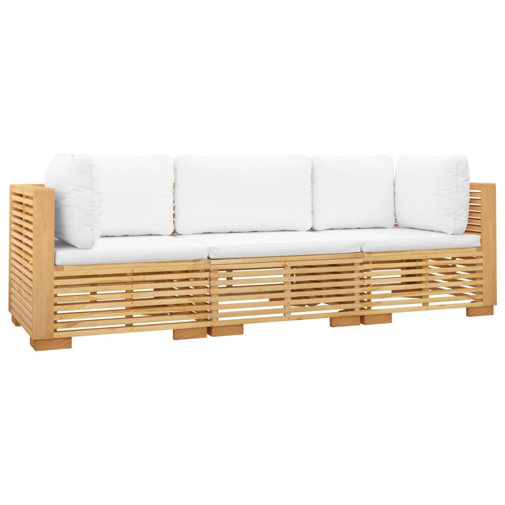 3 Piece Garden Lounge Set with Cushions Solid Wood Teak