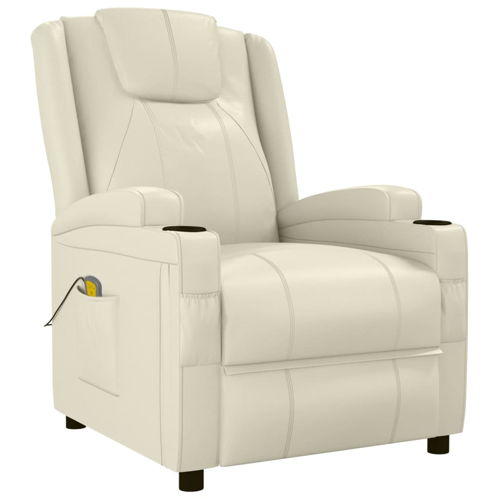 Massage Chair Cream White Faux Leather
