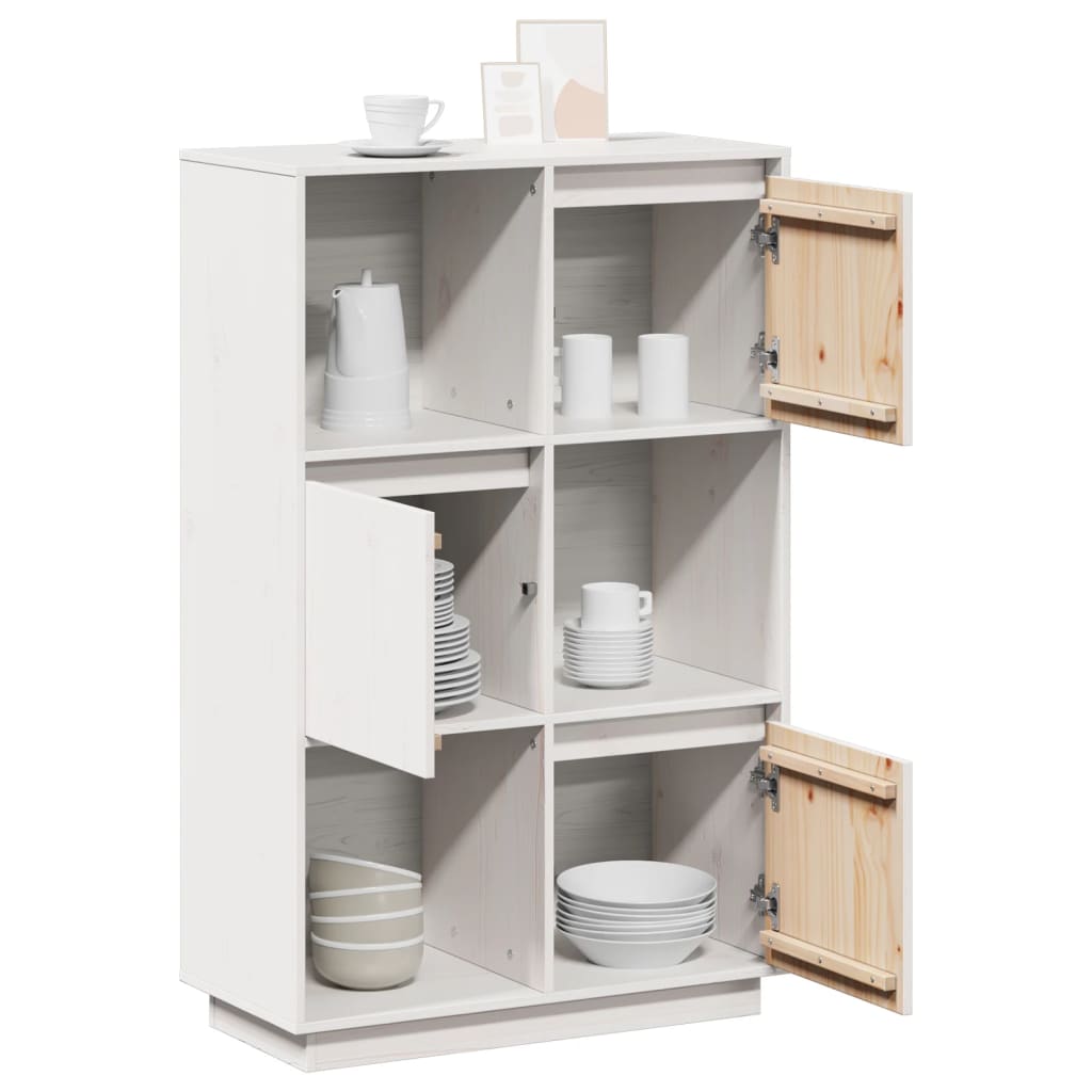 Highboard White 74x35x117 cm Solid Wood Pine