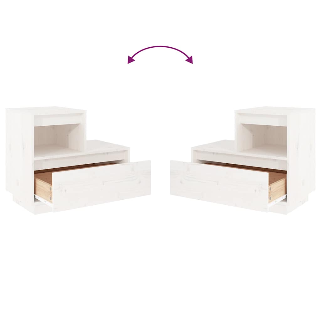 Bedside Cabinet White 60x34x51 cm Solid Wood Pine