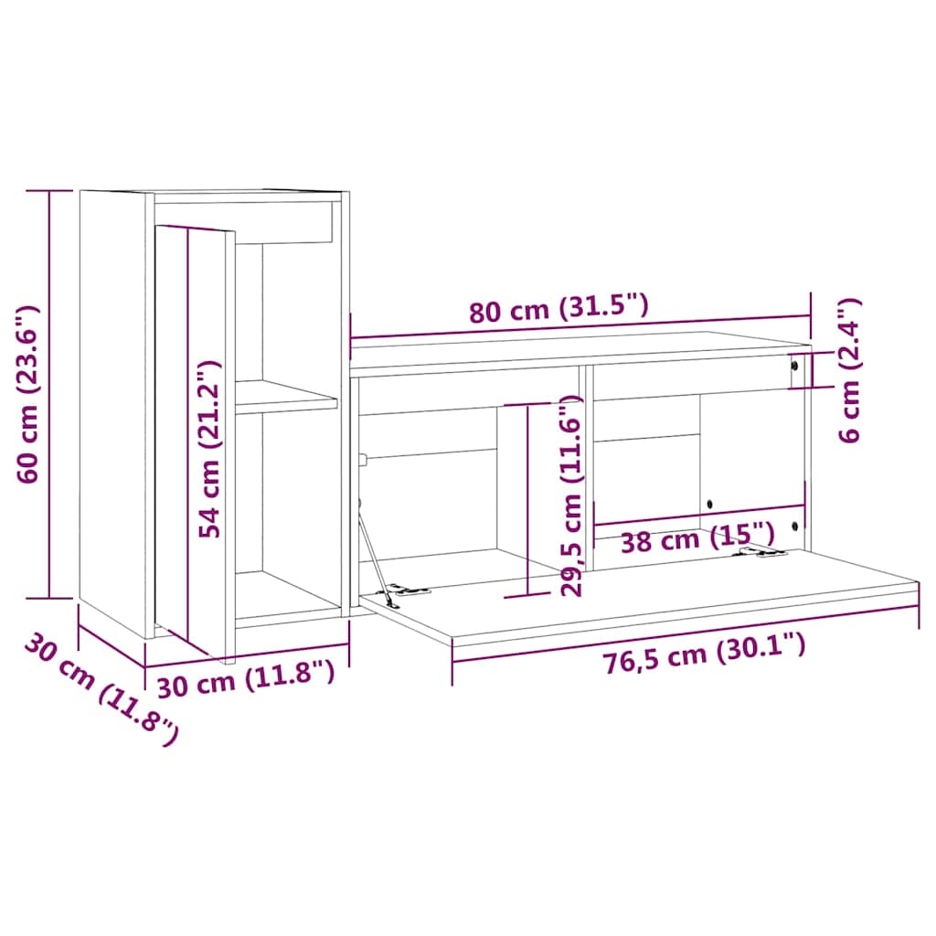 2 Piece TV Cabinet Set Honey Brown Solid Wood Pine