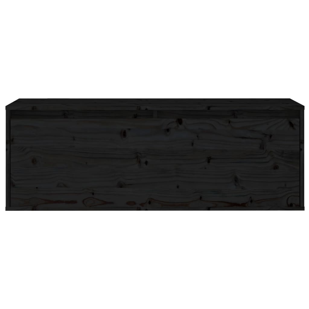 2 Piece TV Cabinet Set Black Solid Wood Pine