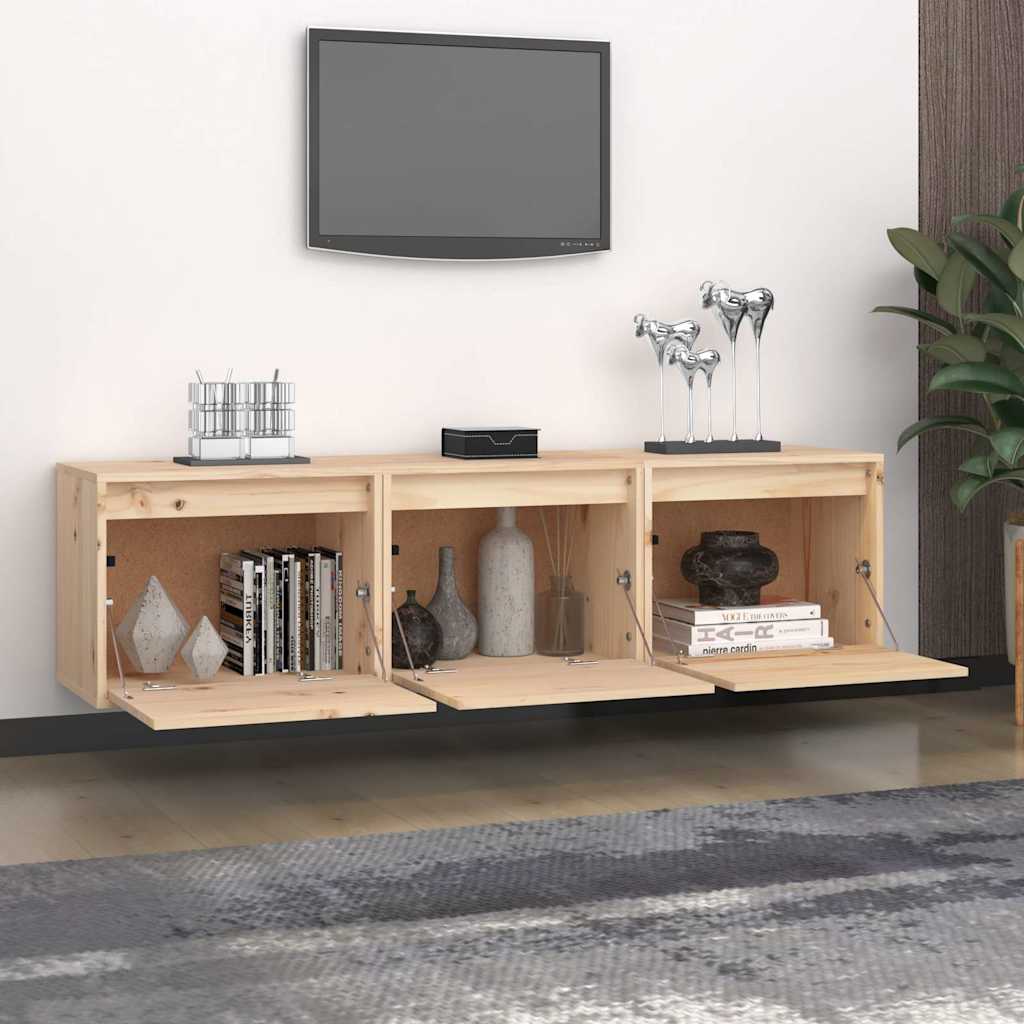3 Piece TV Cabinet Set Solid Wood Pine