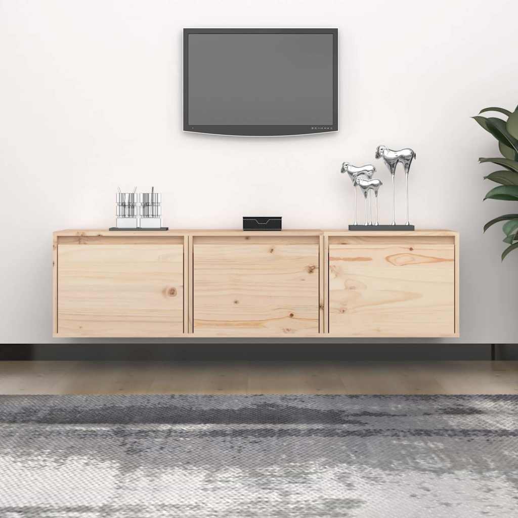 3 Piece TV Cabinet Set Solid Wood Pine