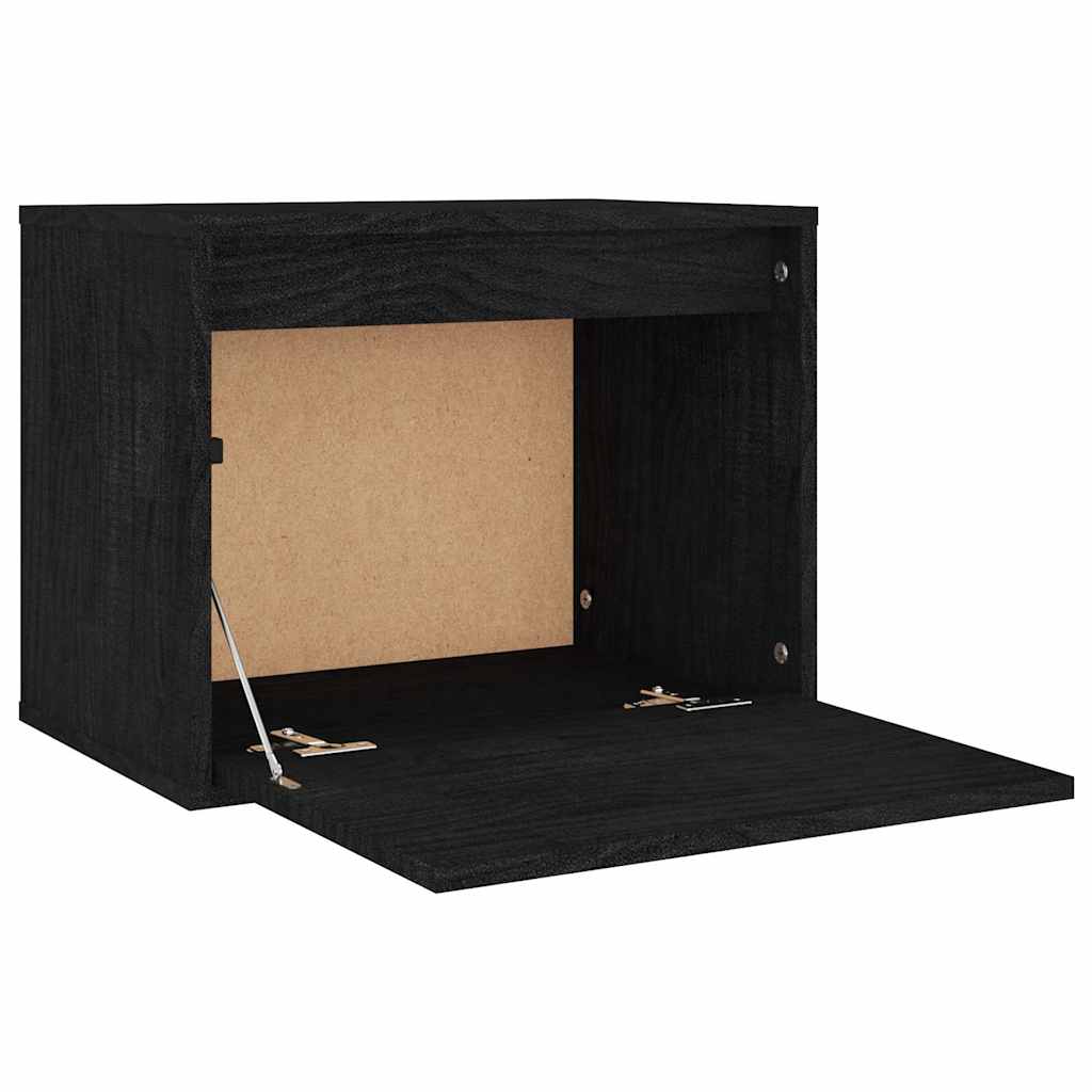 3 Piece TV Cabinet Set Black Solid Wood Pine