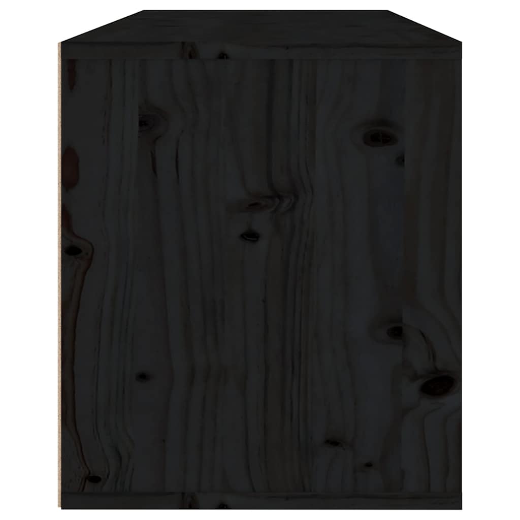 3 Piece TV Cabinet Set Black Solid Wood Pine