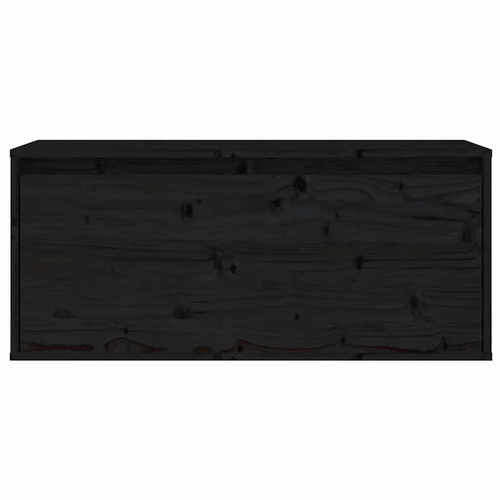 3 Piece TV Cabinet Set Black Solid Wood Pine