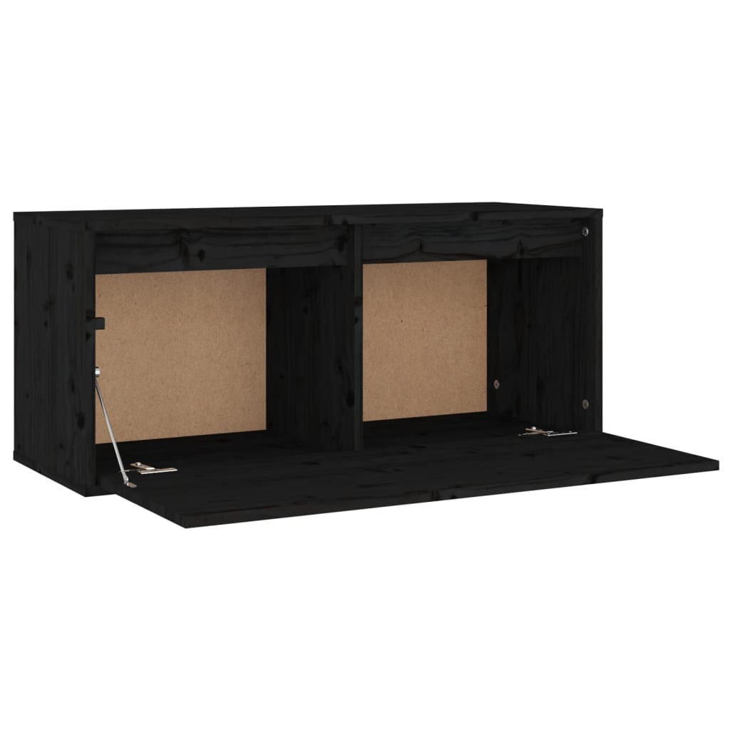 TV Cabinets 3 pcs Black Solid Wood Pine