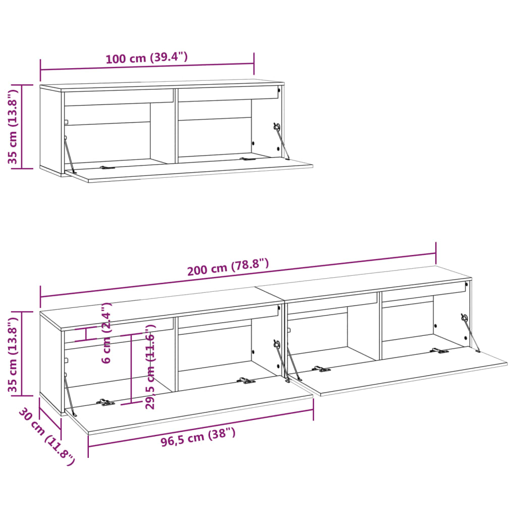 3 Piece TV Cabinet Set Solid Wood Pine