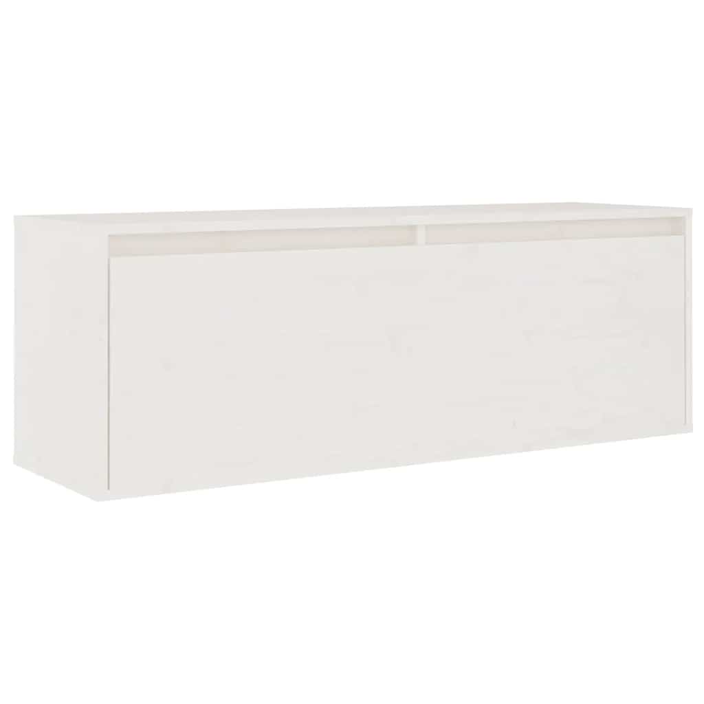 3 Piece TV Cabinet Set White Solid Wood Pine