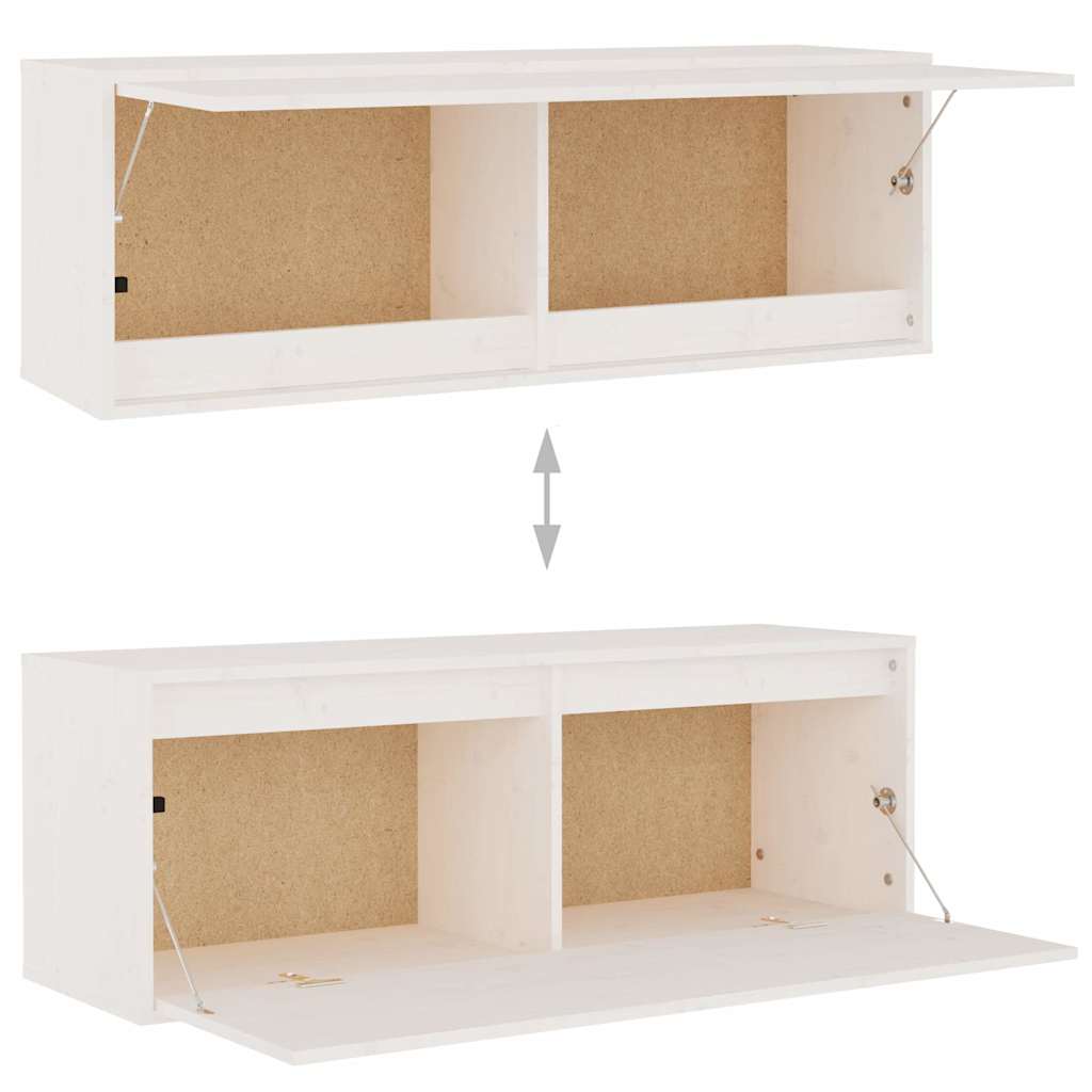 3 Piece TV Cabinet Set White Solid Wood Pine