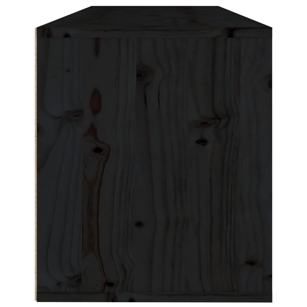 3 Piece TV Cabinet Set Black Solid Wood Pine