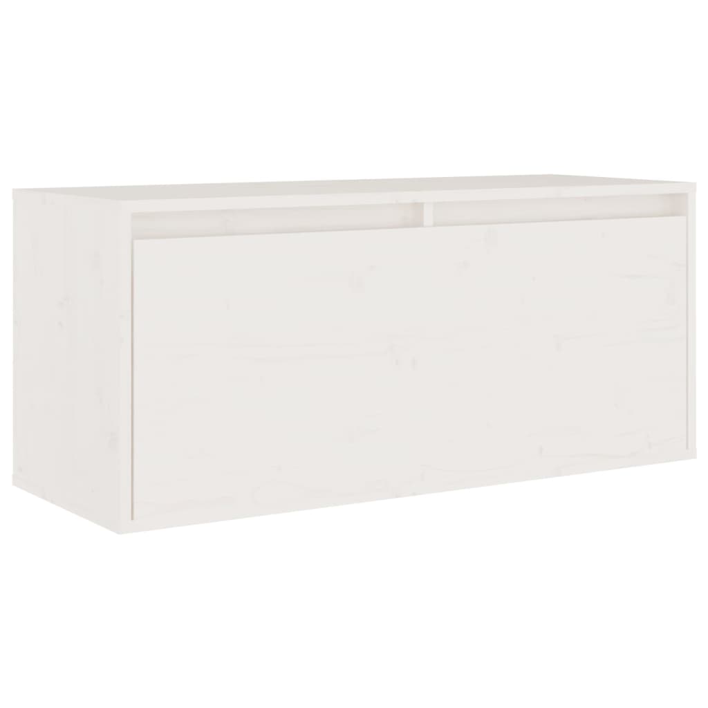 4 Piece TV Cabinet Set White Solid Wood Pine