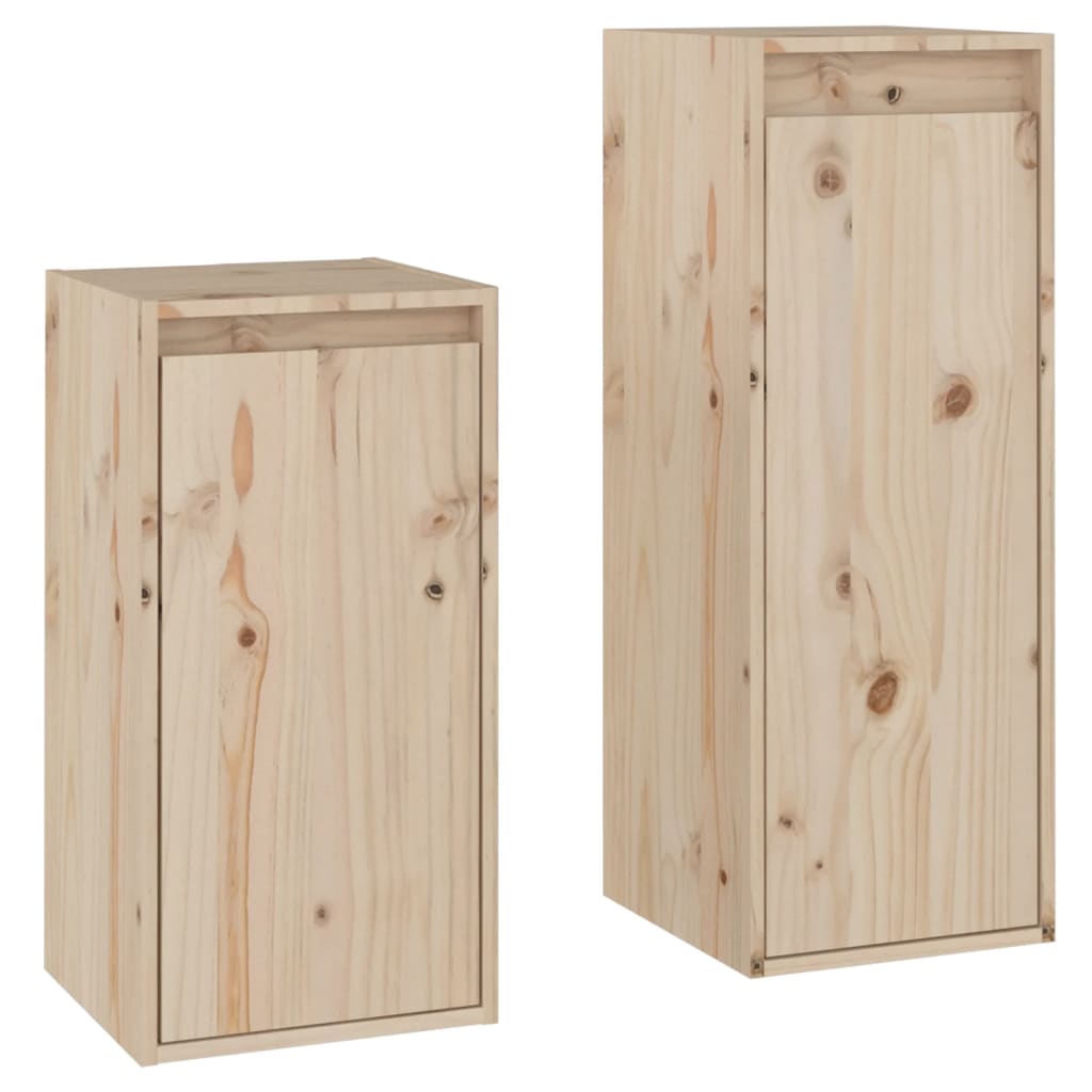 2 Piece TV Cabinet Set Solid Wood Pine