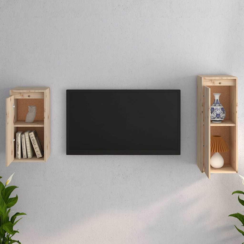 2 Piece TV Cabinet Set Solid Wood Pine