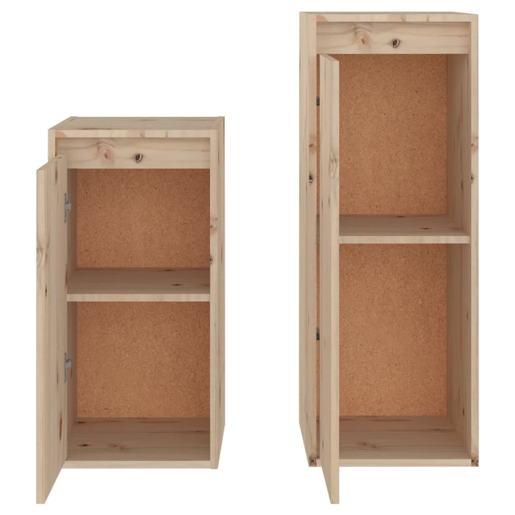 2 Piece TV Cabinet Set Solid Wood Pine