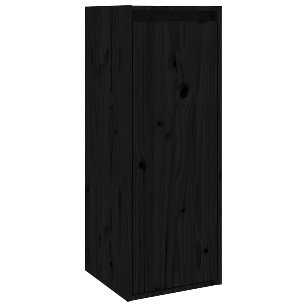 TV Cabinets 3 pcs Black Solid Wood Pine