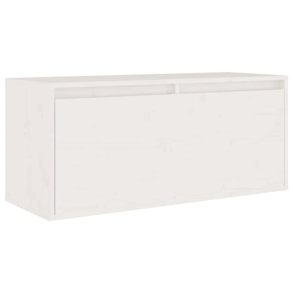 4 Piece TV Cabinet Set White Solid Wood Pine