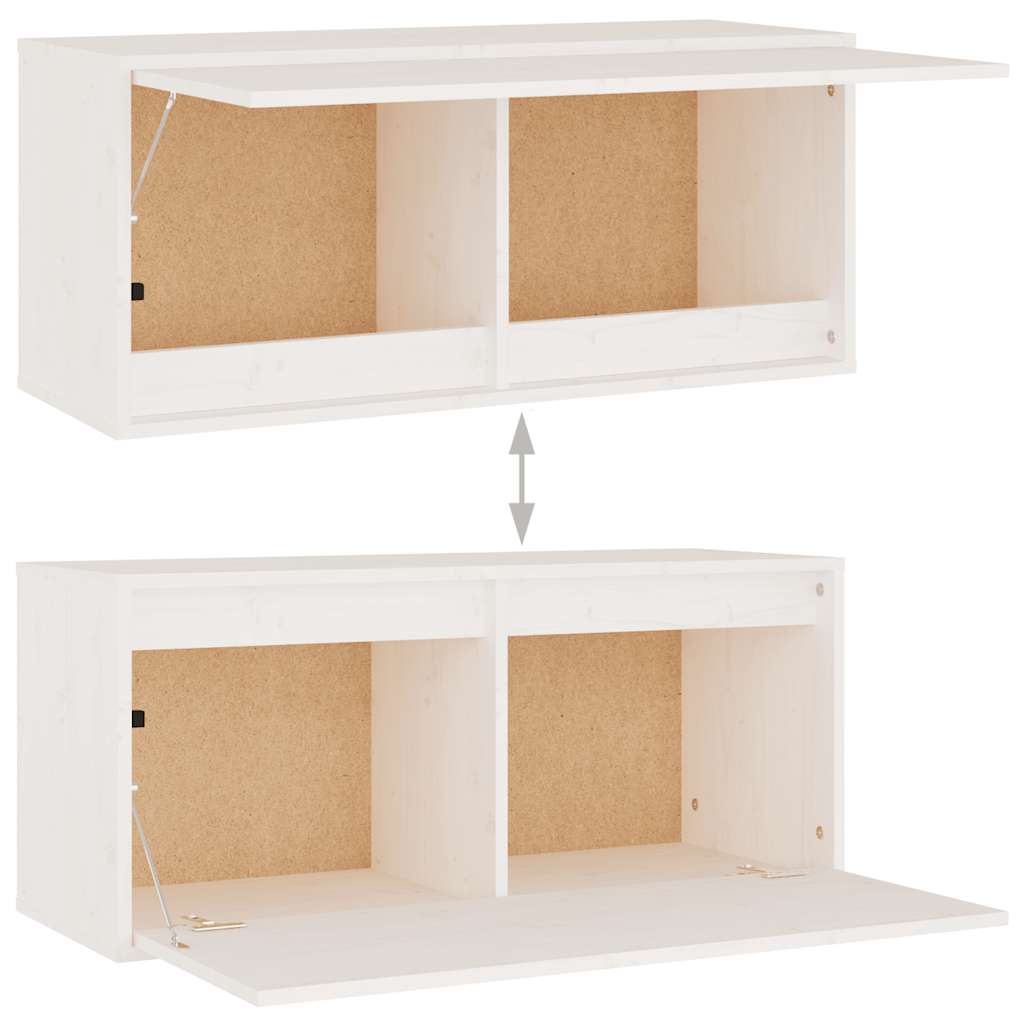 4 Piece TV Cabinet Set White Solid Wood Pine