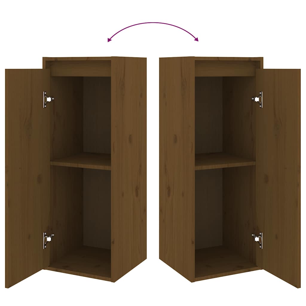 4 Piece TV Cabinet Set Honey Brown Solid Wood Pine