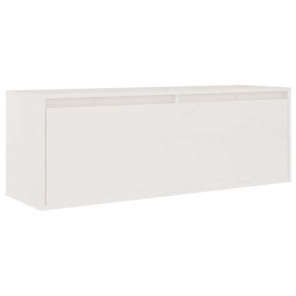 6 Piece TV Cabinet Set White Solid Wood Pine