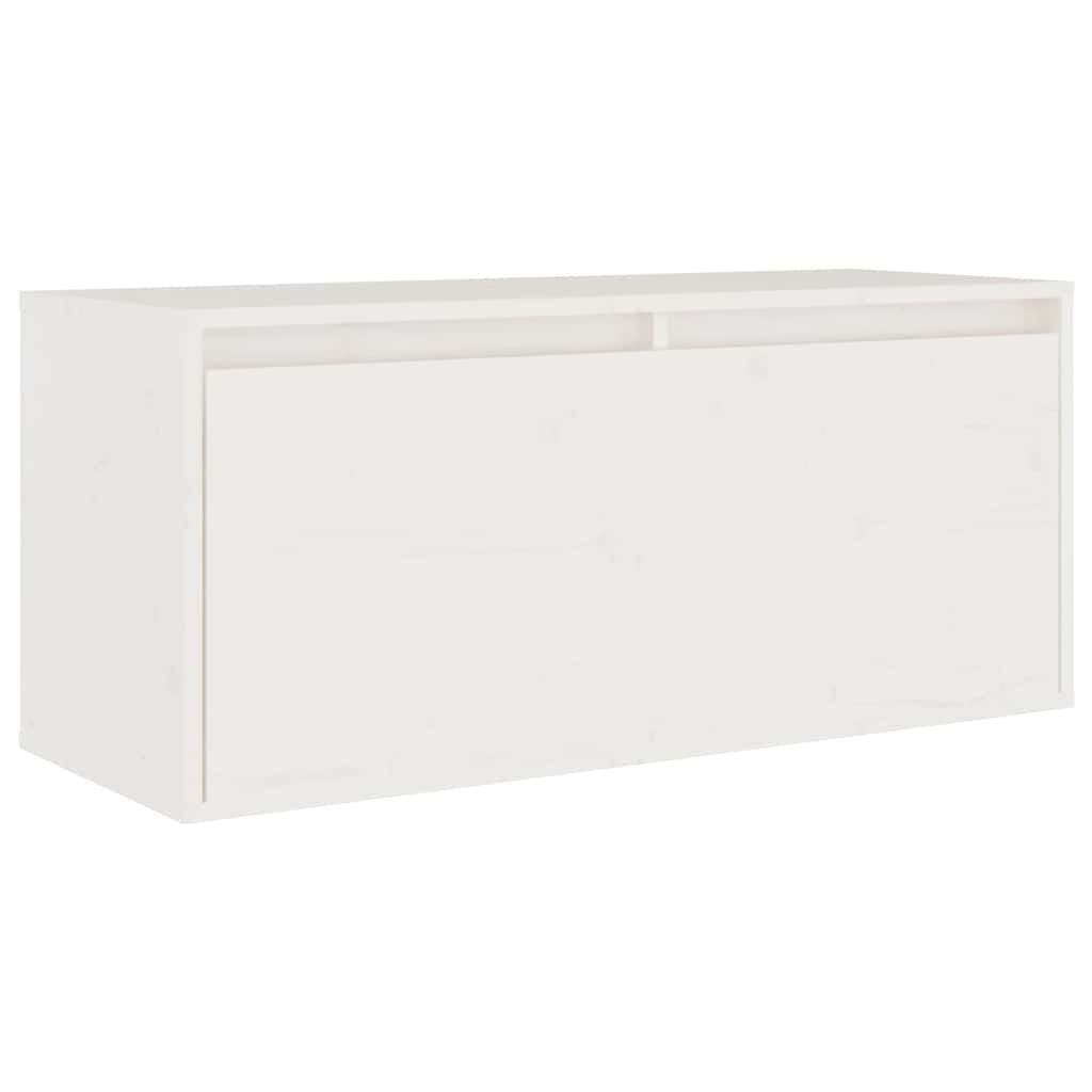 8 Piece Wall-mounted TV Cabinet Set White Solid Wood Pine