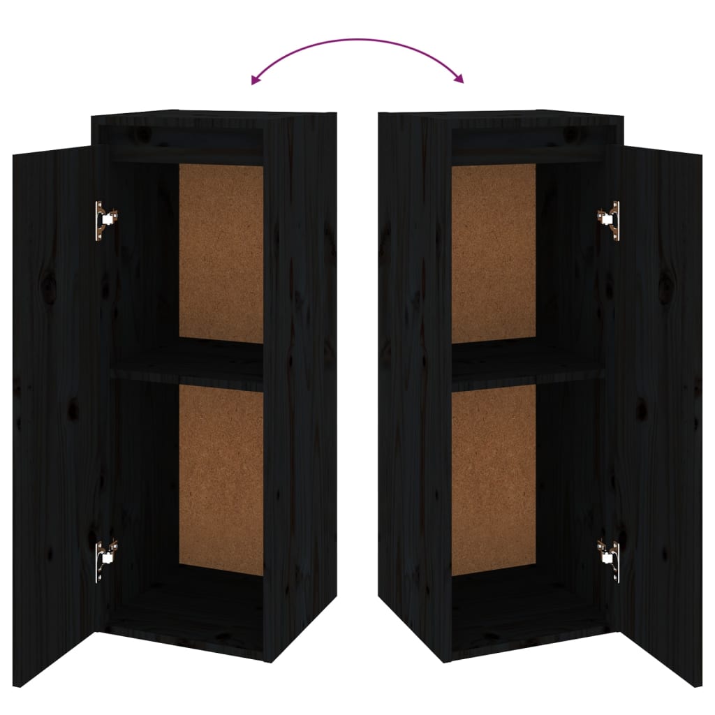 TV Cabinets 6 pcs Black Solid Wood Pine