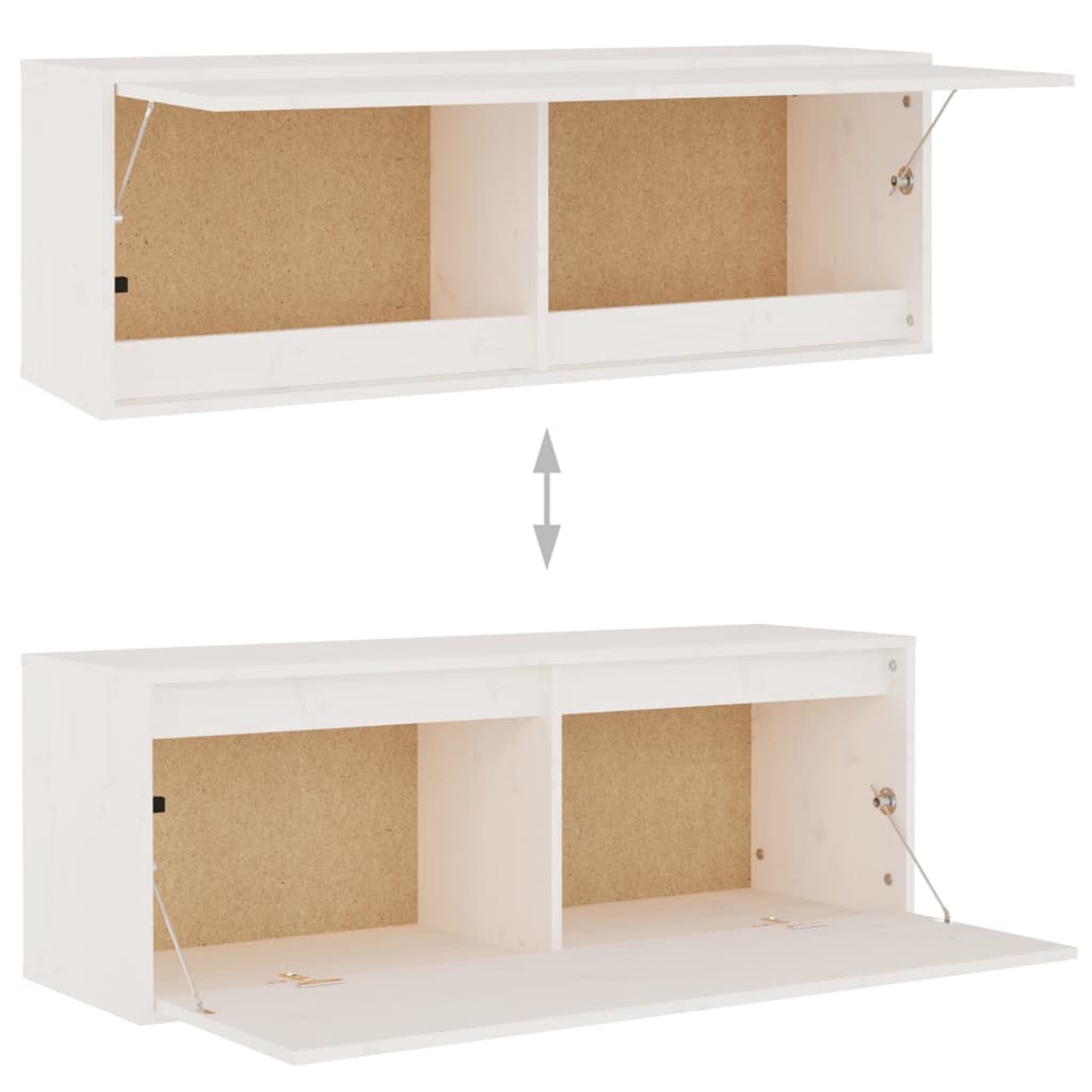 5 Piece TV Cabinet Set White Solid Wood Pine