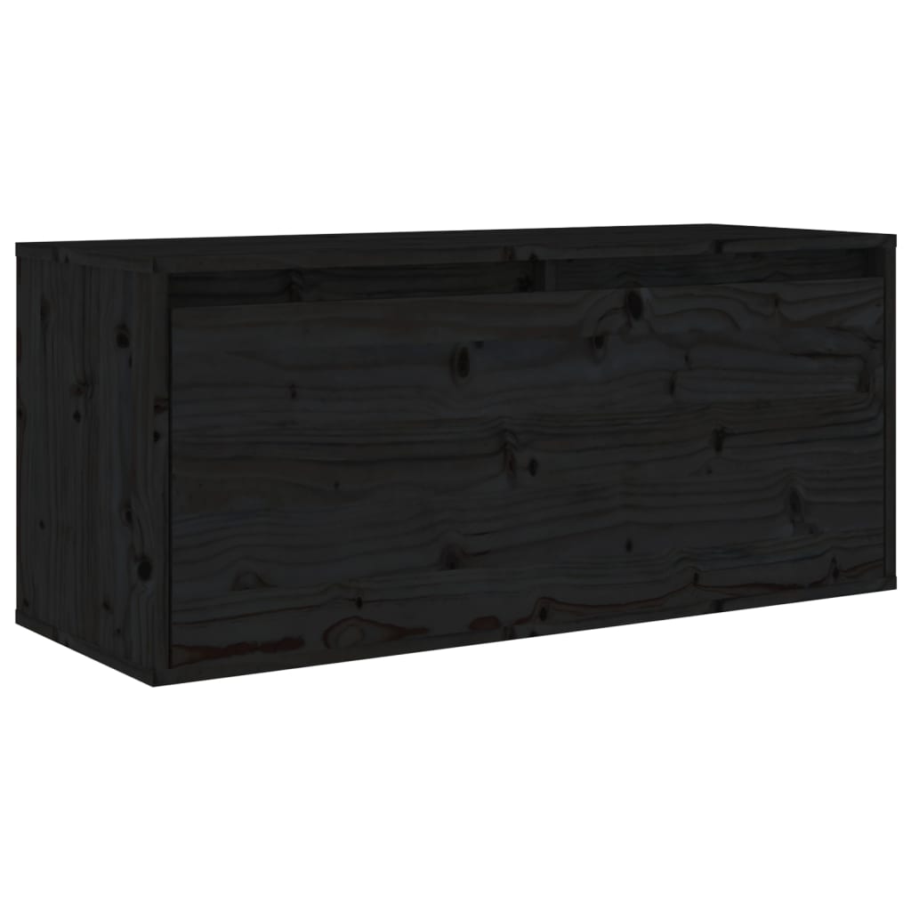 TV Cabinets 4 pcs Black Solid Wood Pine