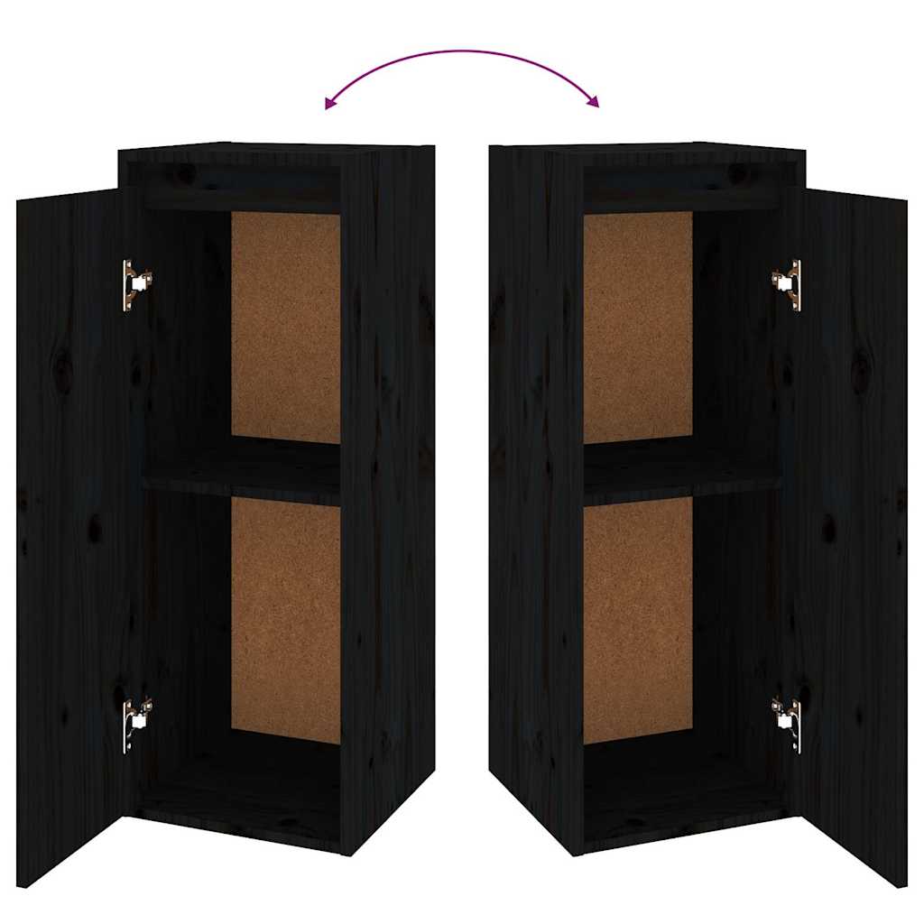 4 Piece TV Cabinet Set Black Solid Wood Pine