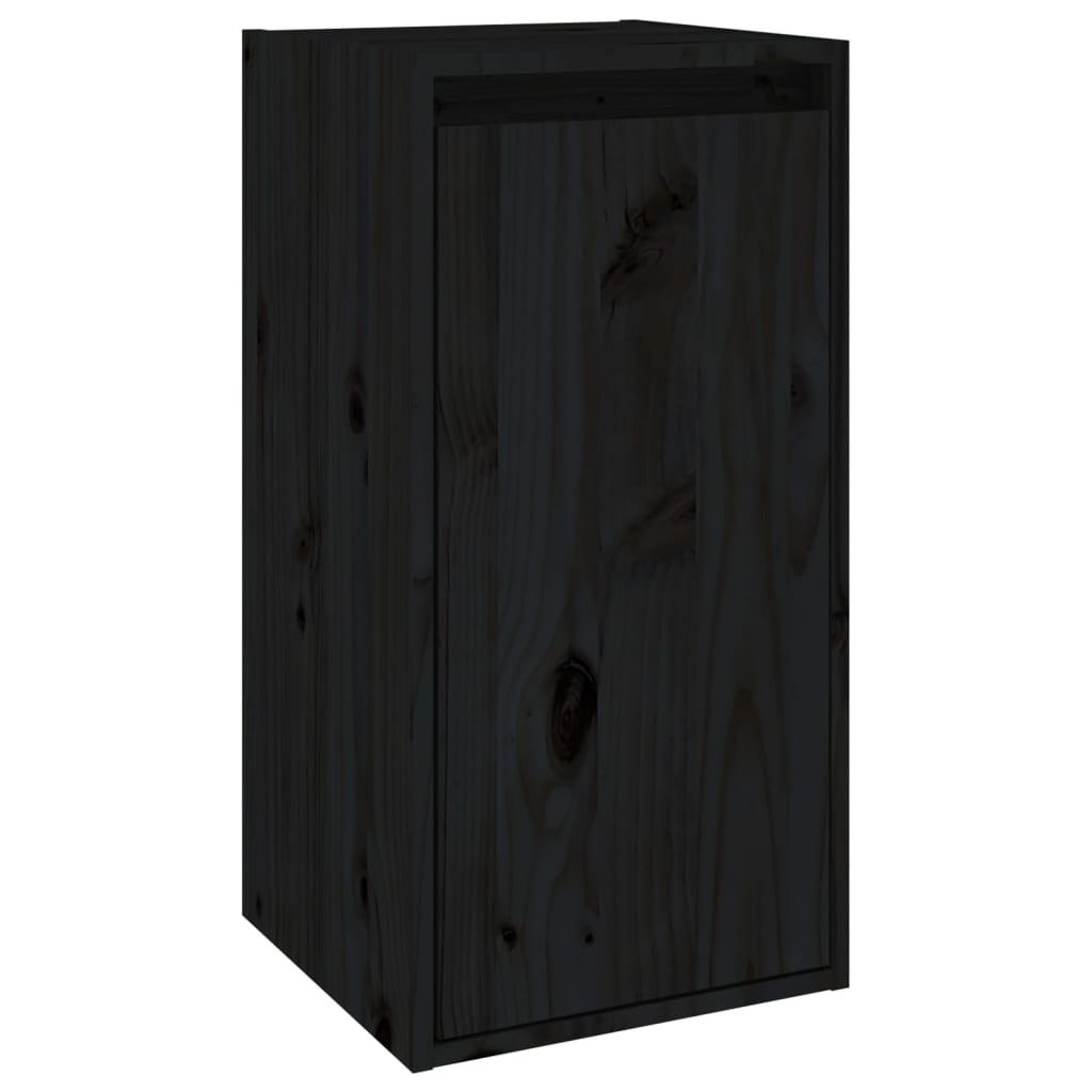 TV Cabinets 4 pcs Black Solid Wood Pine