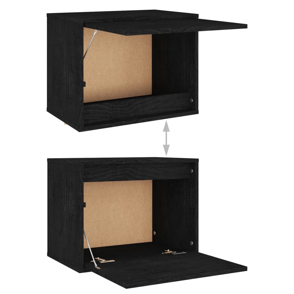 4 Piece TV Cabinet Set Black Solid Wood Pine