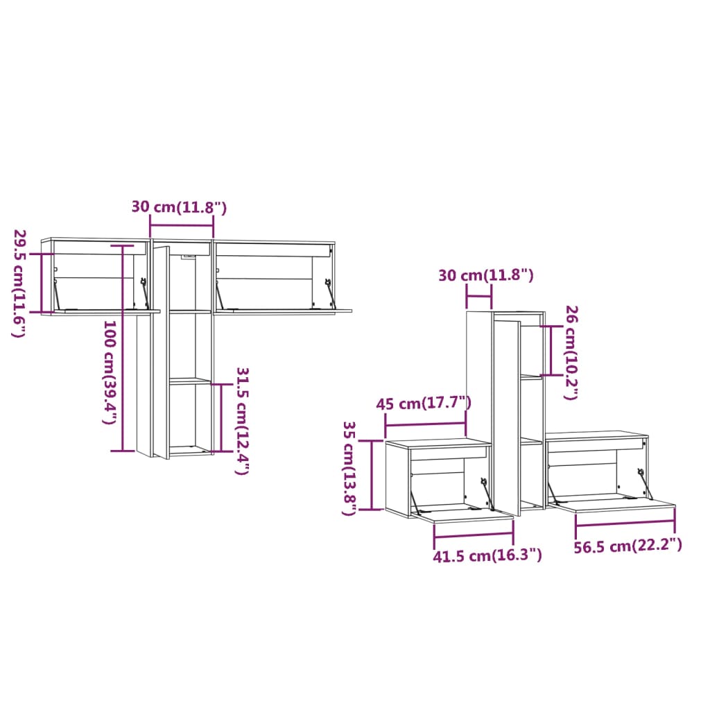 TV Cabinets 6 pcs Honey Brown Solid Wood Pine
