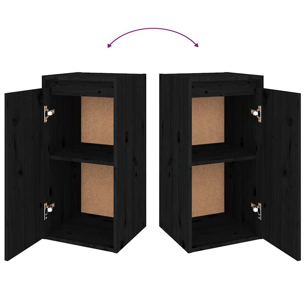 4 Piece TV Cabinet Set Black Solid Wood Pine