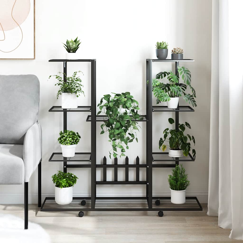 Flower Stand with Wheels 94.5x24.5x91.5 cm Black Iron
