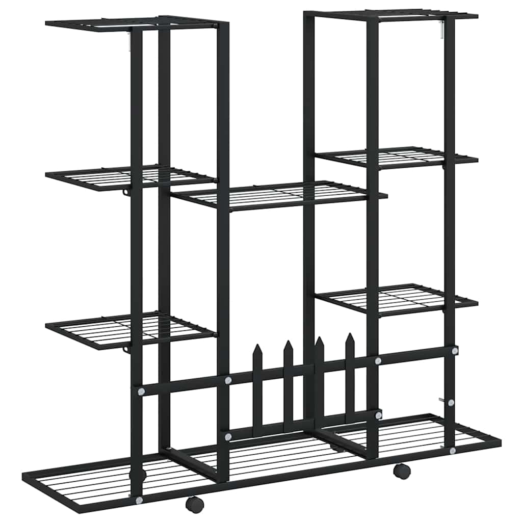 Flower Stand with Wheels 94.5x24.5x91.5 cm Black Iron