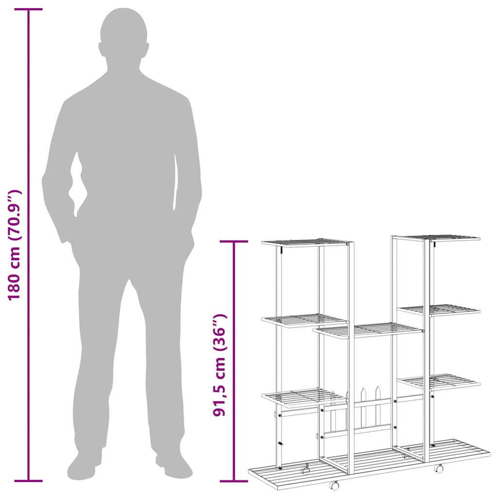Flower Stand with Wheels 94.5x24.5x91.5 cm Black Iron