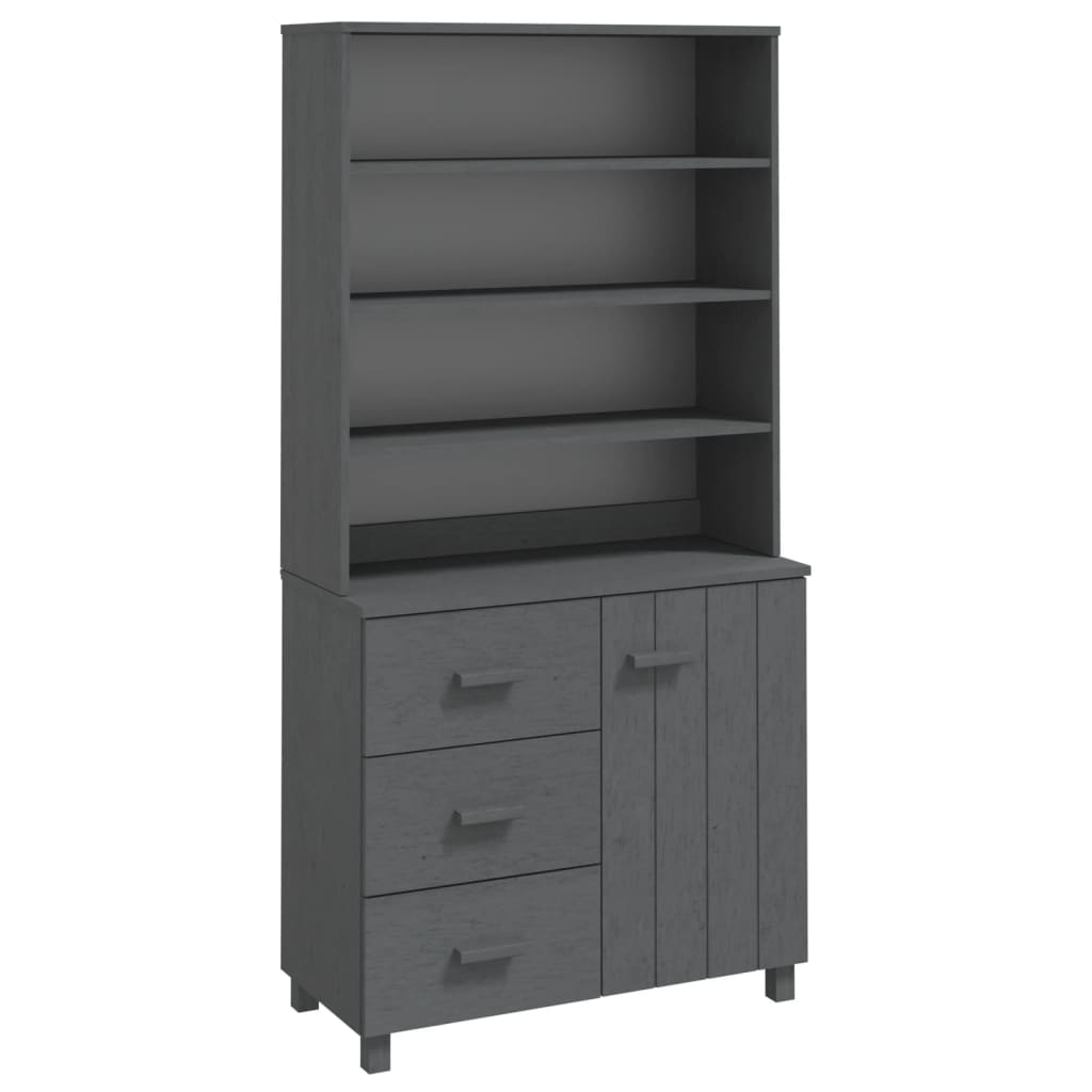 Highboard "HAMAR" Solid Wood Pine Dark Grey