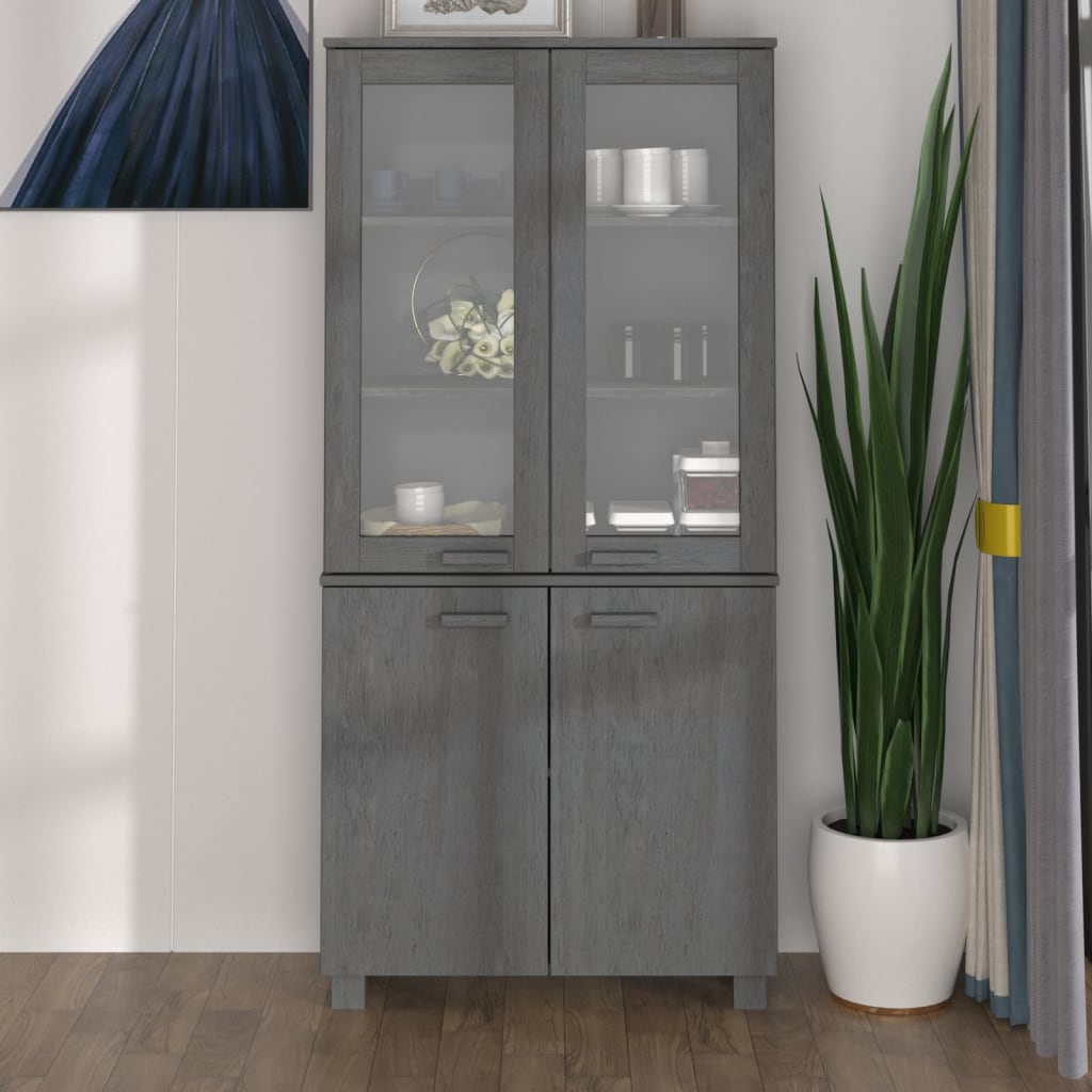 Highboard "HAMAR" Solid Wood Pine Dark Grey