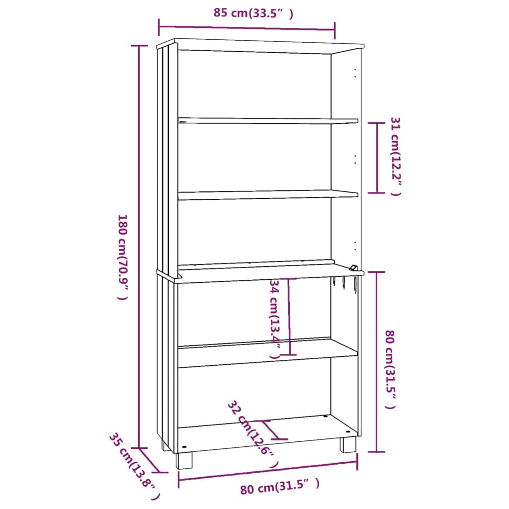 Highboard "HAMAR" Solid Wood Pine White