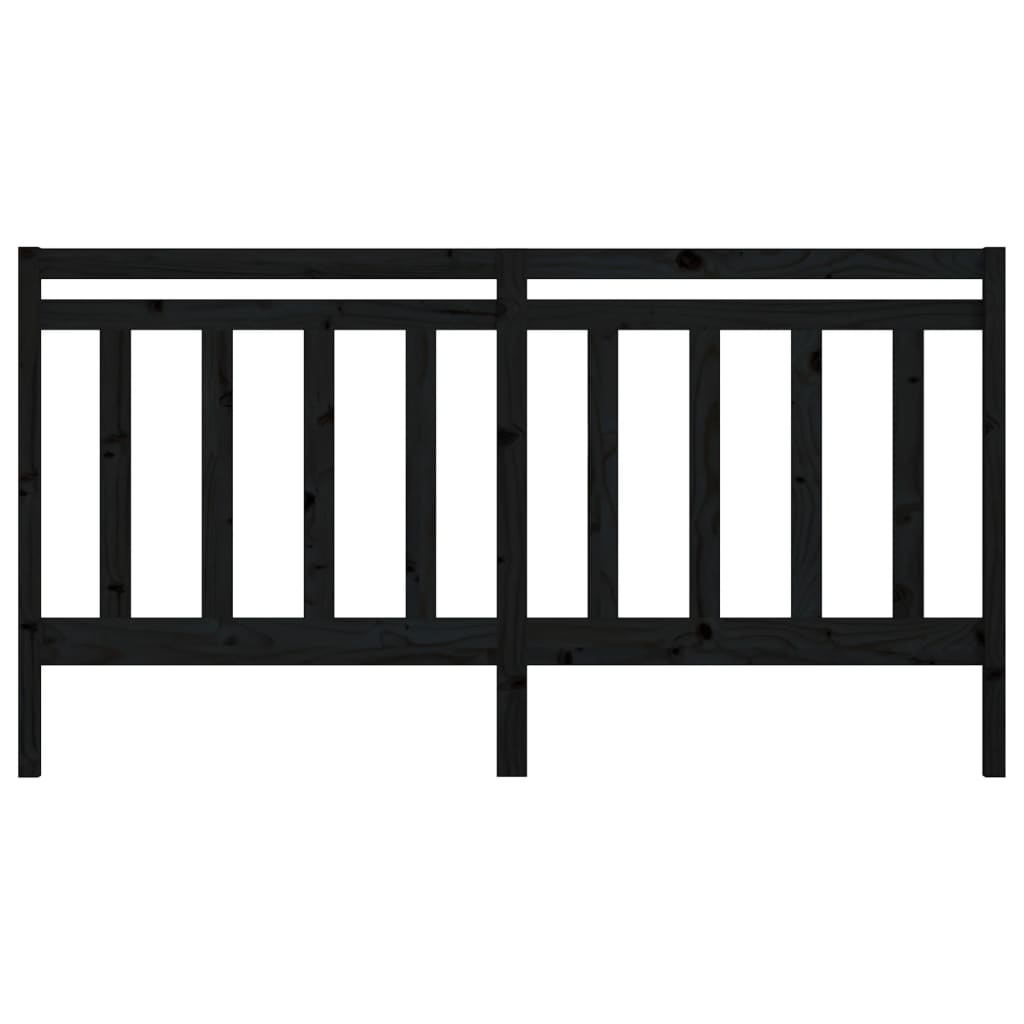 Bed Headboard Black 186 cm Solid Wood Pine