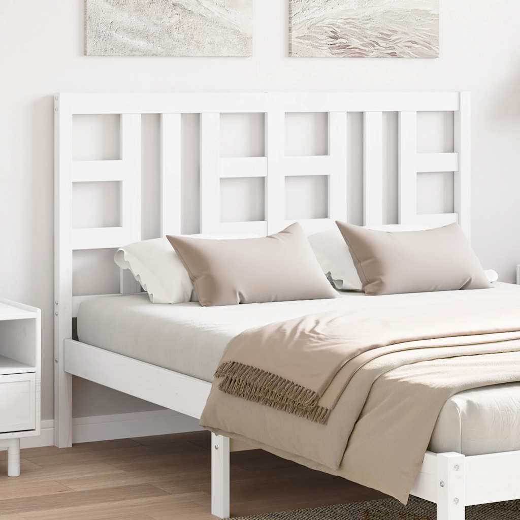 Bed Headboard White 141 cm Solid Wood Pine