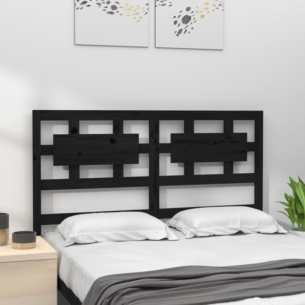 Bed Headboard Black 155.5 cm Solid Wood Pine