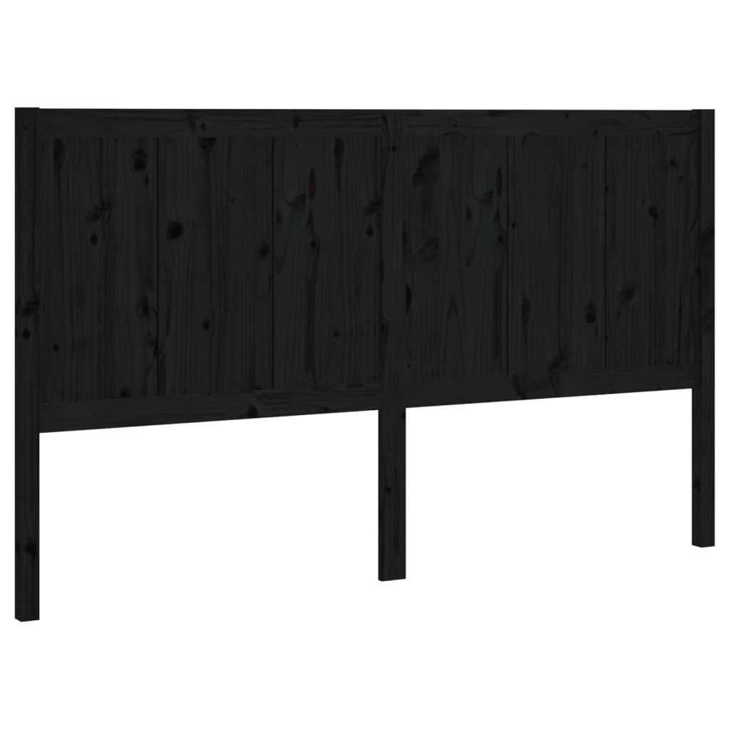 Bed Headboard Black 140.5x4x100 cm Solid Pine Wood